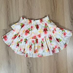 Loveshackfancy White Floral Tiered Ruffle Skirt